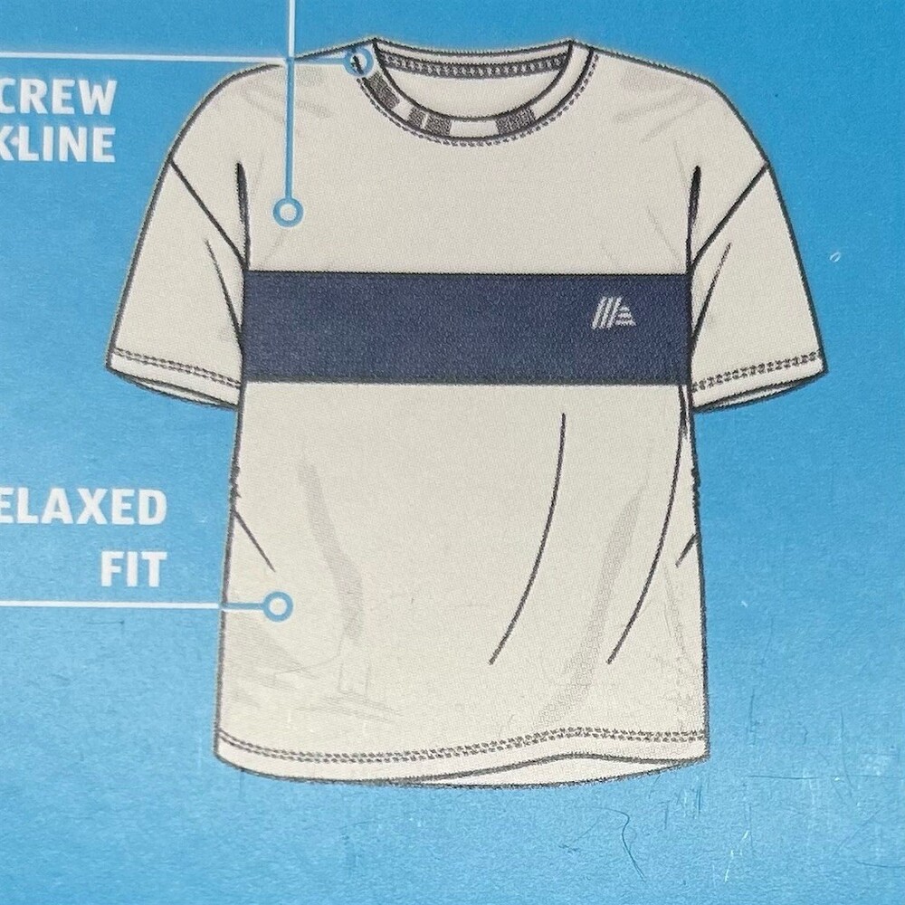 ALDI Gear T-Shirt Unisex Size S White/Cream & Navy Colorblock Logo Crew